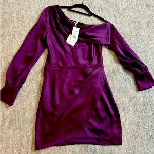 SIMKHAI Cameron One Shoulder Dress color: Plum